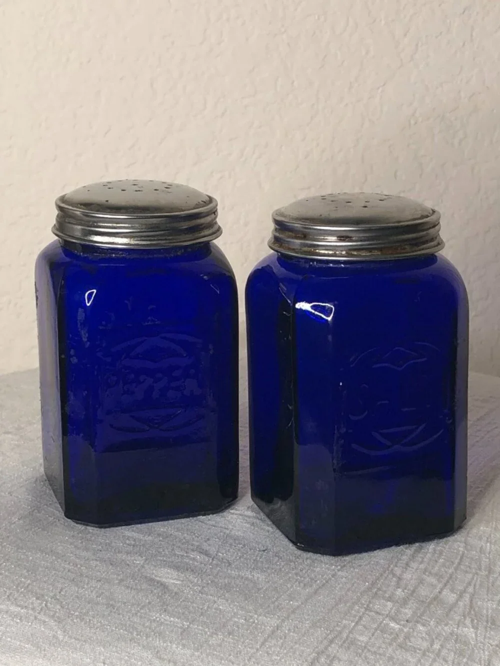 Lovely, Vintage Cobalt Blue Salt & Pepper Shakers- Crownford Glassware